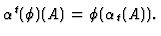 $
\alpha ^t (\phi ) (A)=\phi (\alpha _t (A)). $